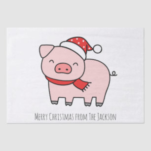Papier Mousseline Joli Cochon Rose Joyeux Noël Simple Minimaliste