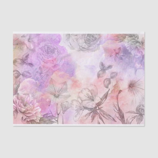 Papier Mousseline Joli design Floral Abstrait Aquarelle (Recto)