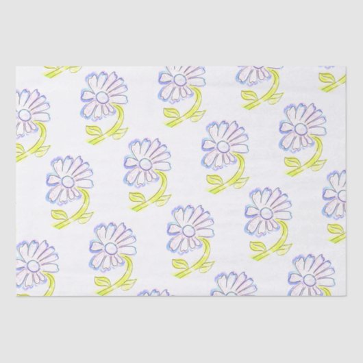 Papier Mousseline Joli Dessin Floral (Recto)