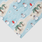 Papier Mousseline Joli Dessin Snowmen en vacances à la plage (Détail)