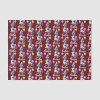 Papier Mousseline Joli dinosaure bleu d'anniversaire