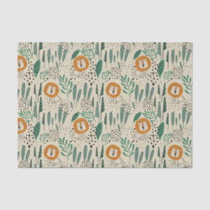 Papier Mousseline Joli Doodle Lion Jungle Rainforest Motif