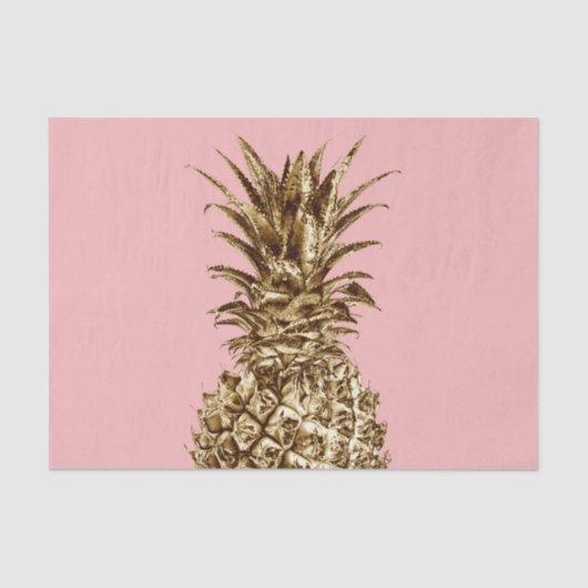 Papier Mousseline Joli élégant or girly & ananas rose pastel (Recto)