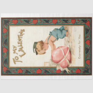 Papier Mousseline Joli garçon Vintage avec coeur Saint Valentin