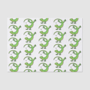 Papier Mousseline Joli gecko vert salutations avec dessin animé
