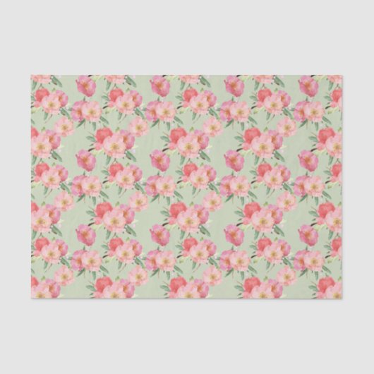 Papier Mousseline Joli Jardin Rose Fleurs Aquarelle (Recto)