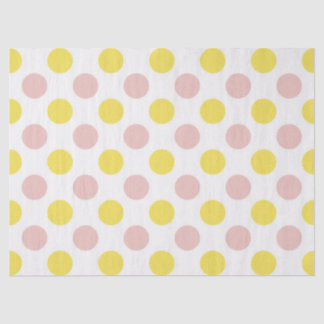 Papier Mousseline Joli jaune et rose à pois