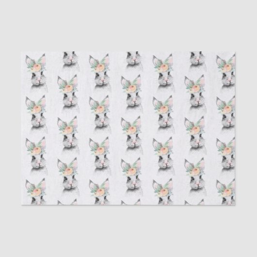 Papier Mousseline Joli lapin de Pâques Floral (Recto)