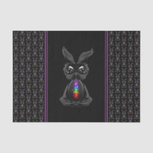 Papier Mousseline Joli lapin noir avec Soul arc-en-ciel Chakra