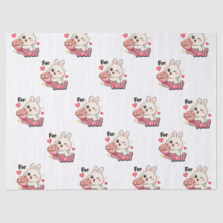 Papier Mousseline Joli Lapin Pour Vous Fleurs Roses Cœurs Emballage
