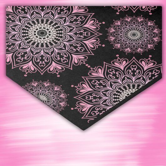 Papier Mousseline Joli mandala rose sur noir |