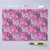 Papier Mousseline Joli Motif Boho Paisley Rose (Artisanat)