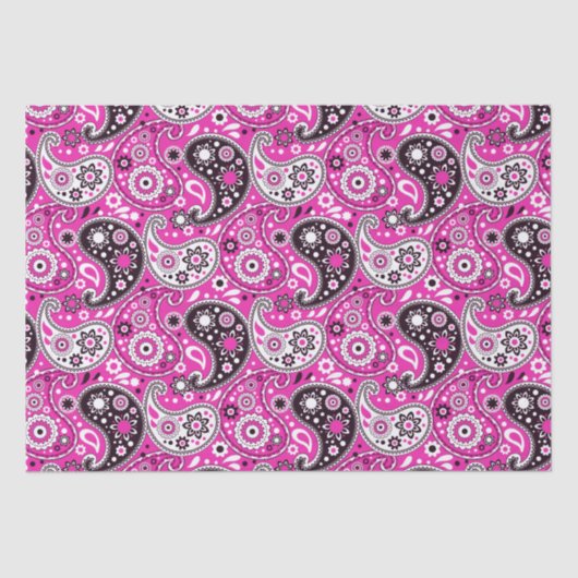 Papier Mousseline Joli Motif Boho Paisley Rose (Recto)