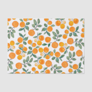 Papier Mousseline Joli motif botanique d'orange de citrus à l'aquare
