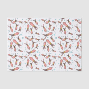 Papier Mousseline Joli motif caricature de calmar rose