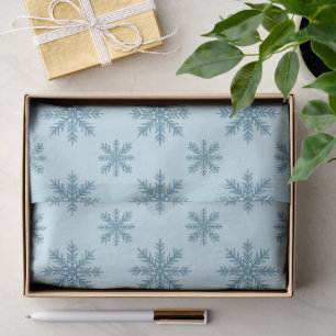Papier Mousseline Joli motif de flocon de neige rétro aquarelle bleu