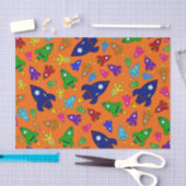 Papier Mousseline Joli motif de fusées orange (Artisanat)