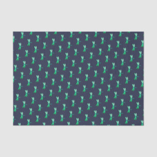 Papier Mousseline Joli Motif de luciole vert sur bleu