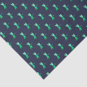 Papier Mousseline Joli Motif de luciole vert sur bleu (Détail)