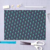 Papier Mousseline Joli Motif de luciole vert sur bleu (Artisanat)