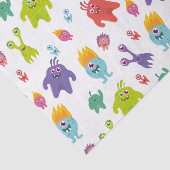 Papier Mousseline Joli Motif de monstre coloré | Blanc (Détail)