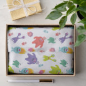 Papier Mousseline Joli Motif de monstre coloré | Blanc (Cadeau)