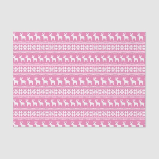 Papier Mousseline Joli Motif de Noël de rennes roses (Recto)