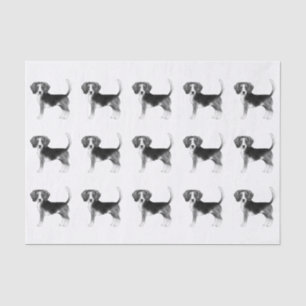 Papier Mousseline Joli motif d'un chien Beagle en noir et blanc