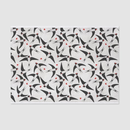 Papier Mousseline Joli Motif fait d'oiseaux d'hirondelles volants (Recto)