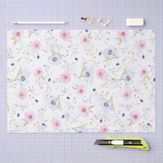 Papier Mousseline Joli motif floral (Artisanat)