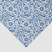 Papier Mousseline Joli motif floral bleu et blanc (Détail)
