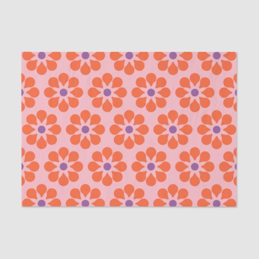 Papier Mousseline Joli motif floral rétro (Recto)