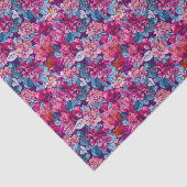 Papier Mousseline Joli motif floral rose violet bleu (Détail)