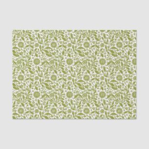Papier Mousseline Joli motif floral vert et blanc