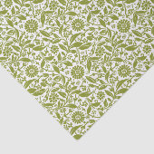 Papier Mousseline Joli motif floral vert et blanc (Détail)