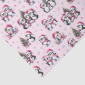 Papier Mousseline Joli Motif Penguins Pretty Rose Noël (Détail)