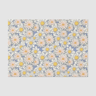 Papier Mousseline Joli motif rétro classique f Fleurs jaunes