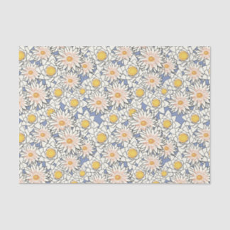Papier Mousseline Joli motif rétro classique f Fleurs jaunes