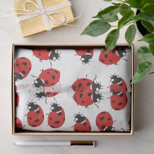 Papier Mousseline Joli Motif rouge et noir Ladybug (Cadeau)