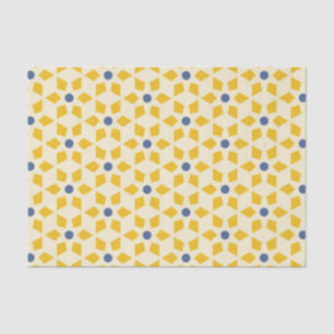 Papier Mousseline Joli Motif Starburst en Jaune & Bleu