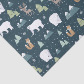 Papier Mousseline Joli Noël Animaux d'hiver Motif rustique (Détail)