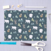 Papier Mousseline Joli Noël Animaux d'hiver Motif rustique (Artisanat)