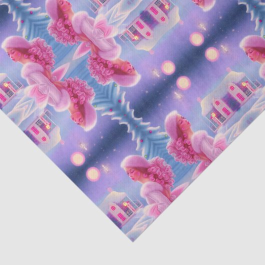 Papier Mousseline Joli Noël Fille Rose Élégant (Détail)