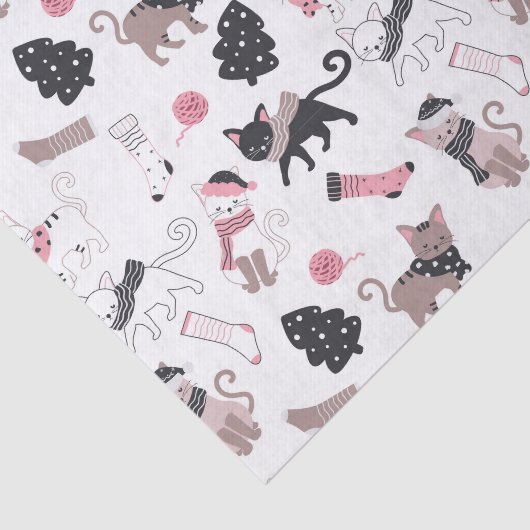 Papier Mousseline Joli Noël Kitty Chat Motif (Détail)