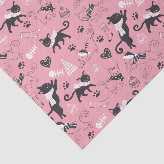 Papier Mousseline Joli Noël Kitty Chat Motif (Détail)