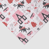 Papier Mousseline Joli Noël Kitty Chat Motif (Détail)