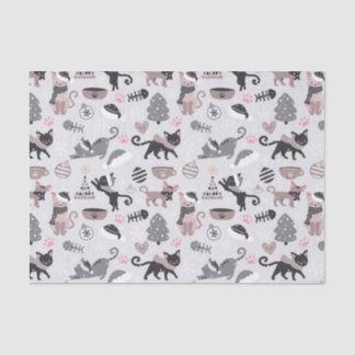 Papier Mousseline Joli Noël Kitty Chat Motif