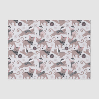 Papier Mousseline Joli Noël Kitty Chat Motif