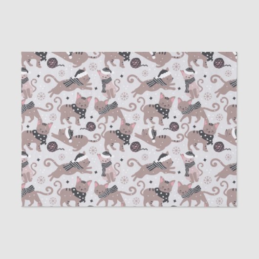 Papier Mousseline Joli Noël Kitty Chat Motif (Recto)