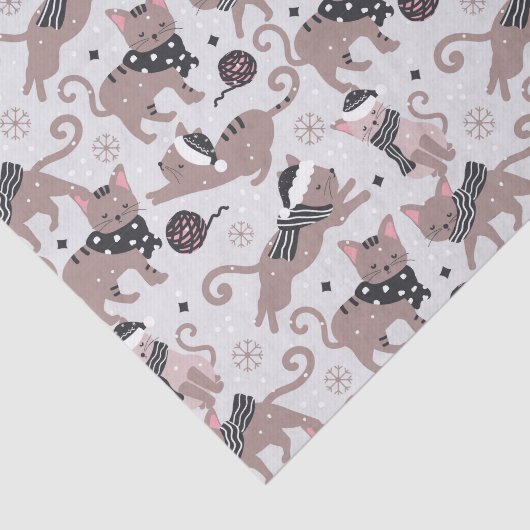 Papier Mousseline Joli Noël Kitty Chat Motif (Détail)